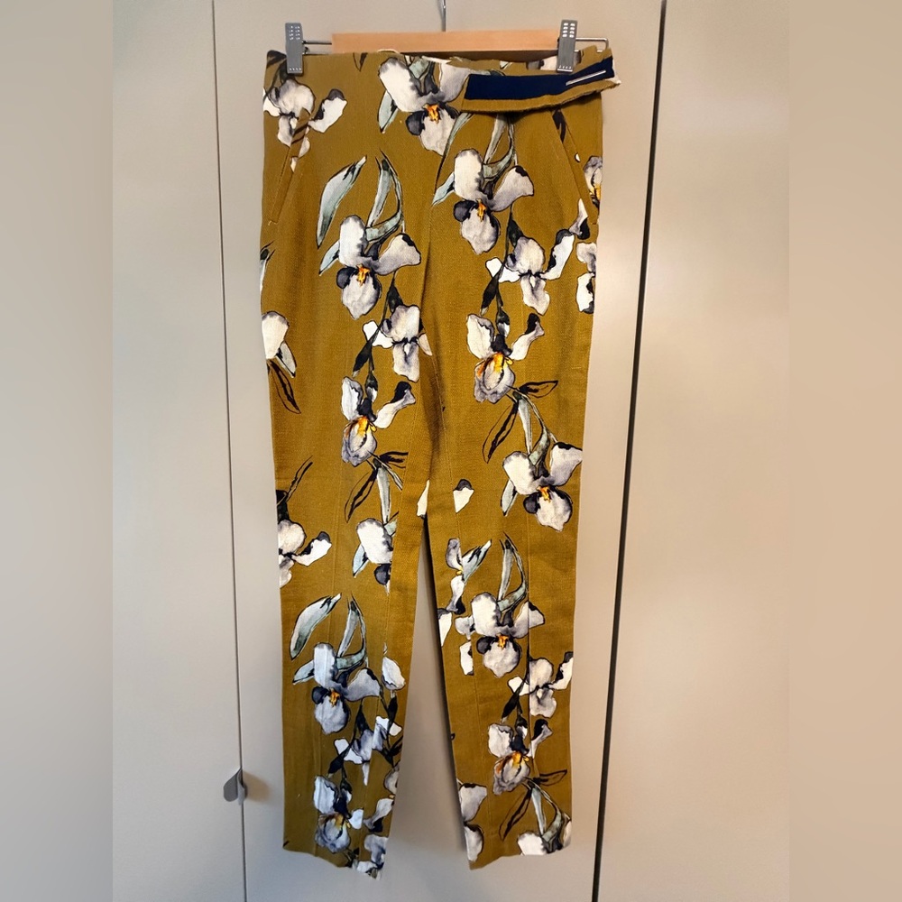 Zara Basic Mustard Floral Print Pants